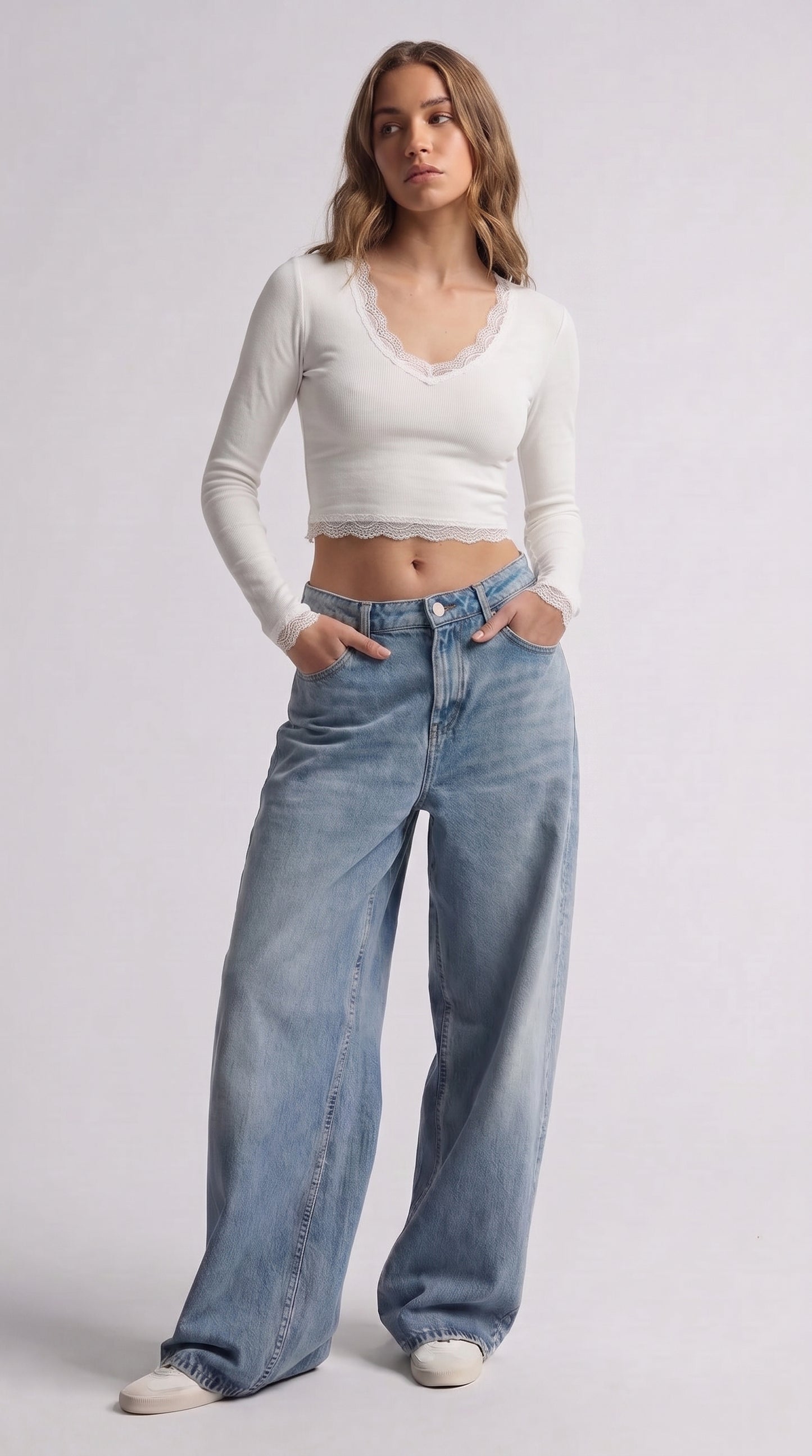 Cropped V Lace Top
