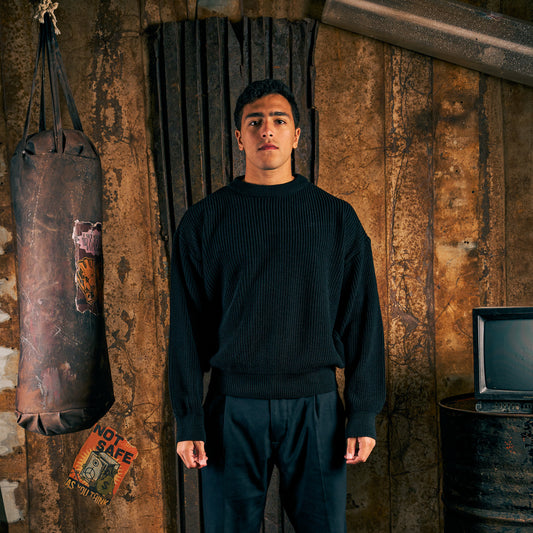 Heavy Rib Black Knit Sweater