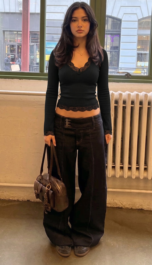 Cropped V Lace Top