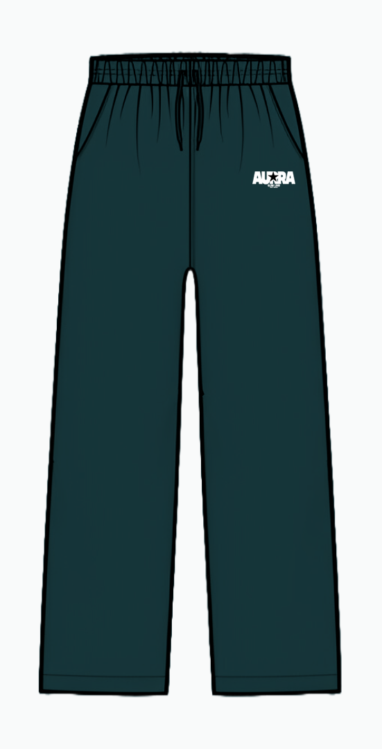 Petroleum Green Wide-Leg Pants