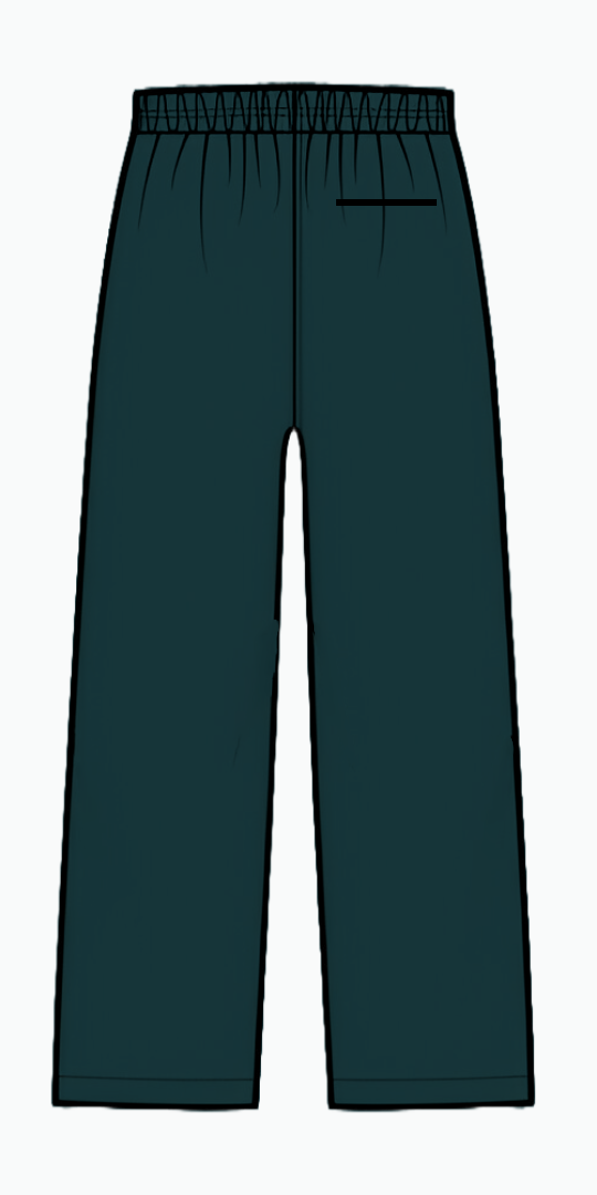 Petroleum Green Wide-Leg Pants