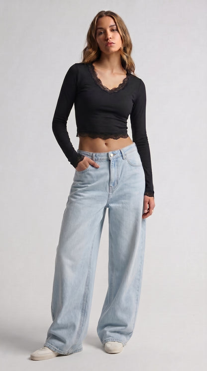 Cropped V Lace Top